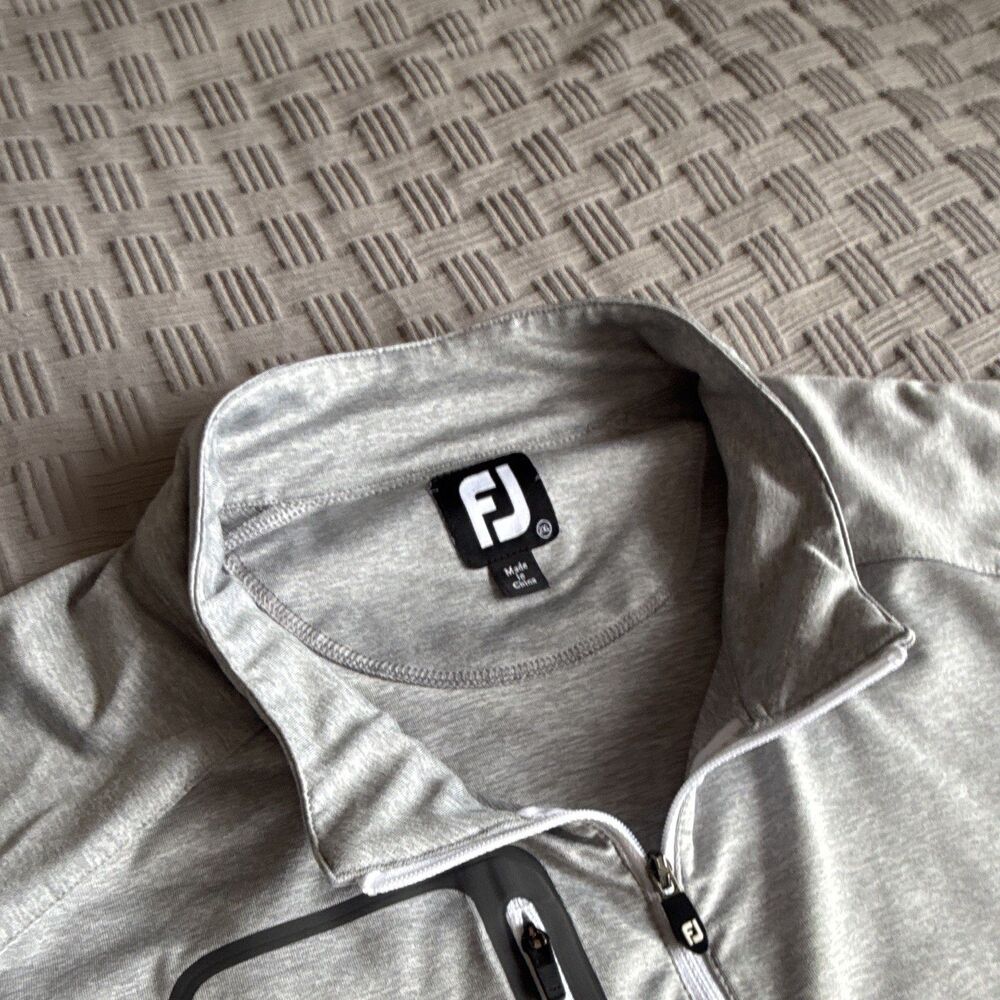 FootJoy Men's 1/4 Zip Golf Pullover Heather Gray Zipper Chest Pocket Size 2XL